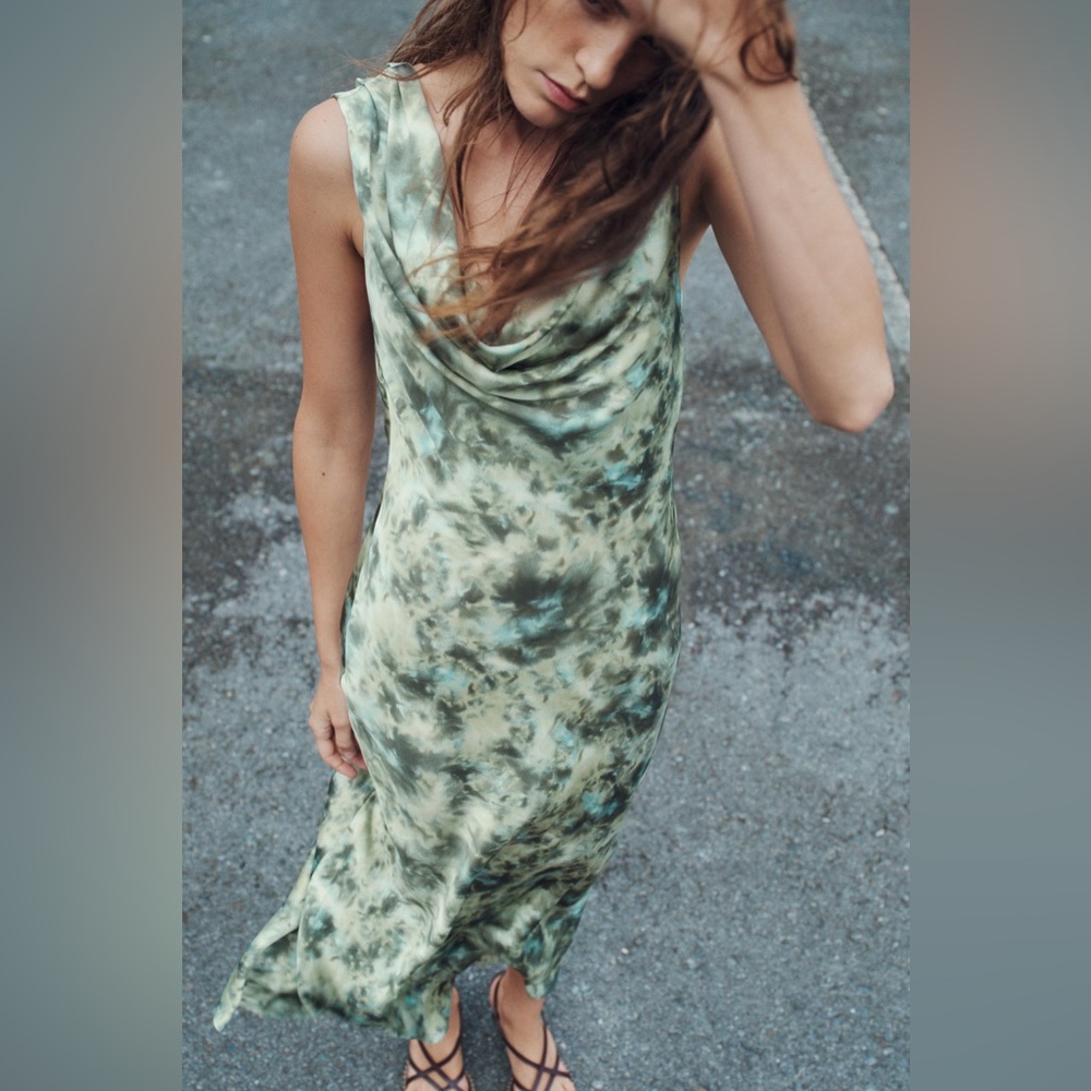 Sold out - XL NFT Zara Olive Tie-Dye Maxi Dress